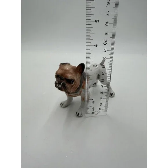 Vintage Porcelain Bulldog Hand Painted Figurine Small Glossy Japan